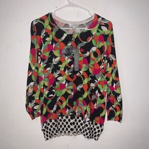 NWT Joseph A sz Med 80’s Inspired Bright Geometric Patterned cardigan